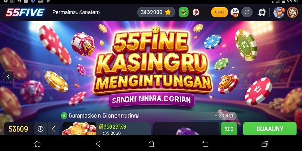 Screenshot utama 55FIVE menunjukkan permainan kasino yang seru dan interaktif.
