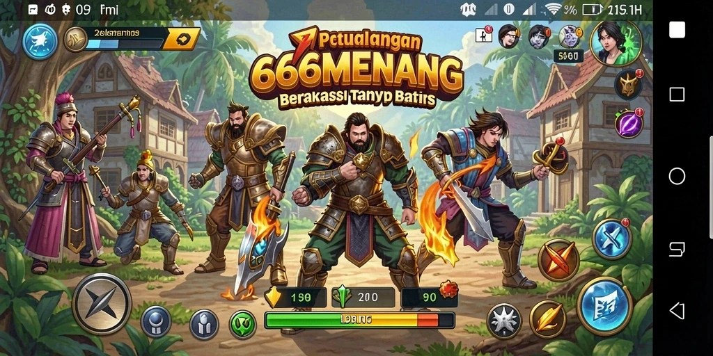 Screenshot utama menunjukkan aksi mendebarkan dalam 666MENANG.