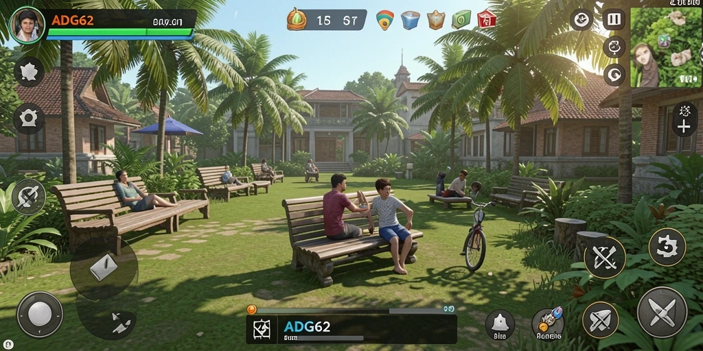 Screenshot ADG62 menampilkan gameplay santai dengan warna cerah.
