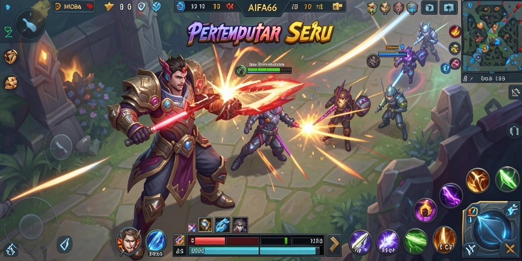 Gameplay AIFA66 menunjukkan pertarungan seru antara karakter MOBA.