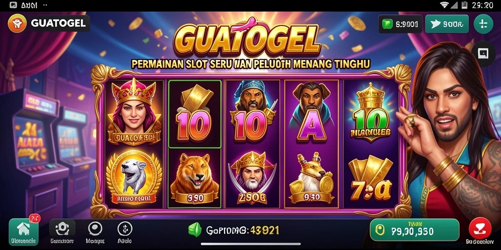 Tampilan menarik gameplay GUATOGEL dengan gulungan berputar.