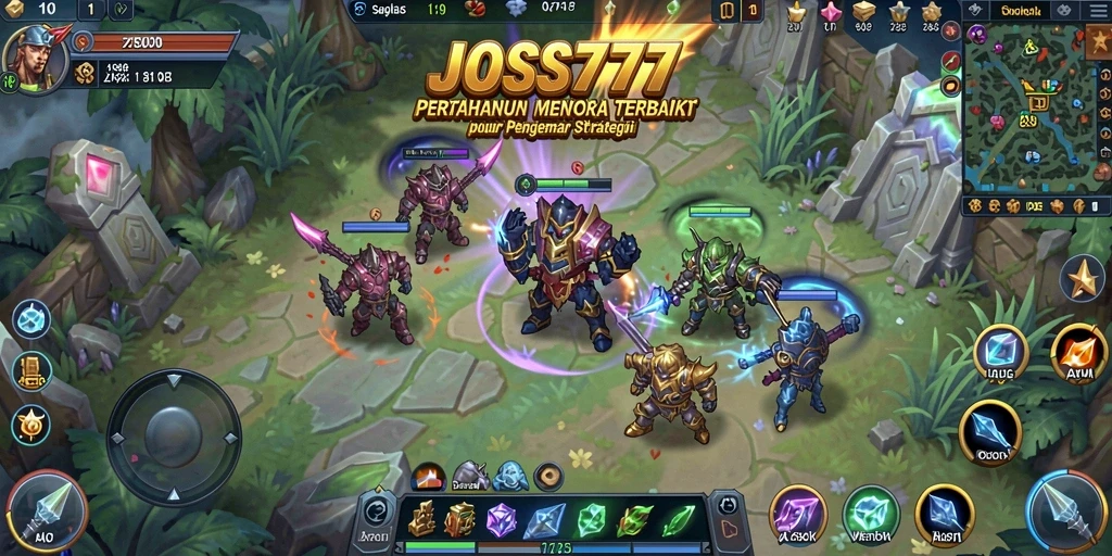 Tangkapan layar gameplay JOSS777 menunjukkan pertahanan menara yang menakjubkan.
