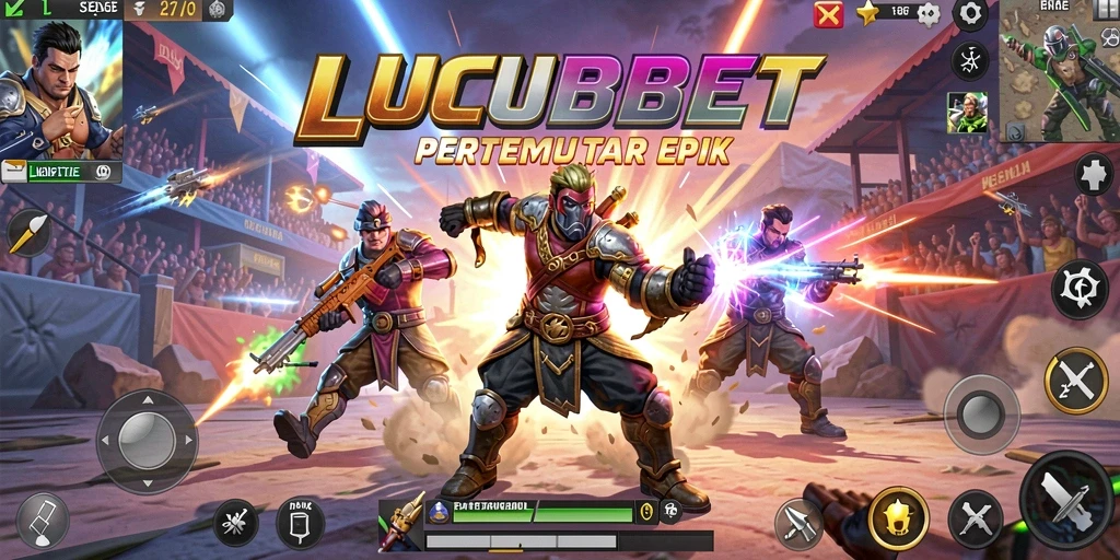 Screenshot gameplay LUCUBET menampilkan aksi seru dalam pertarungan Battle Royale.