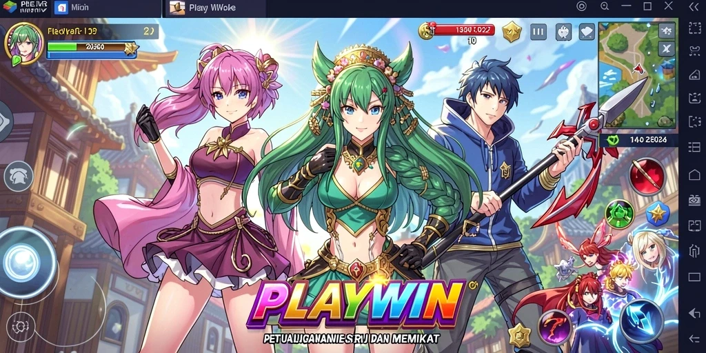 Screenshot gameplay dari PLAYWIN menampilkan karakter Anime yang beraksi.