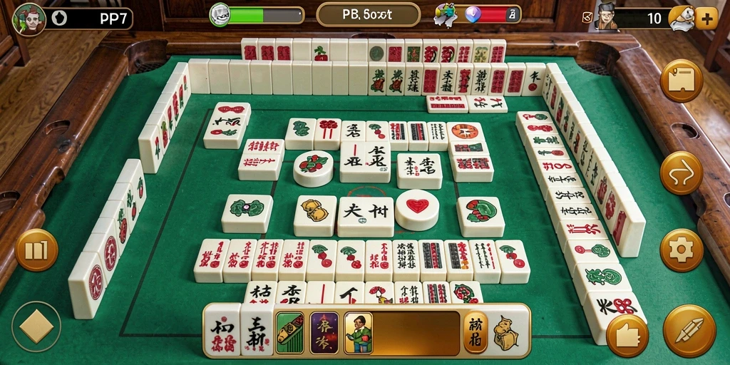 Screenshot gameplay PP7 menampilkan keseruan bermain Mahjong yang menantang.