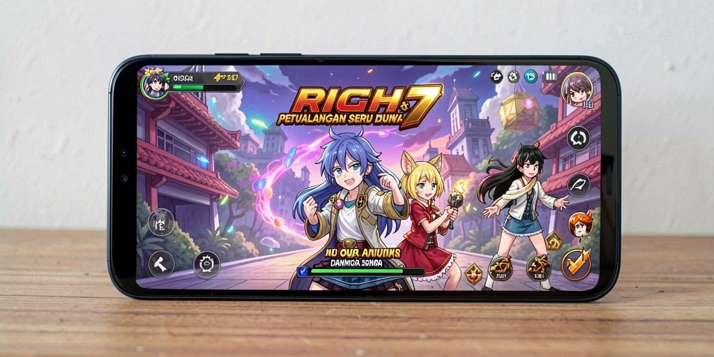 Tampilan gameplay RICH7 dengan karakter Anime yang menawan.