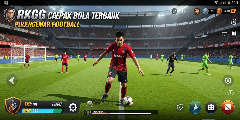 Tampilan aksi seru dalam RKGG dengan gameplay sepak bola yang mendebarkan.