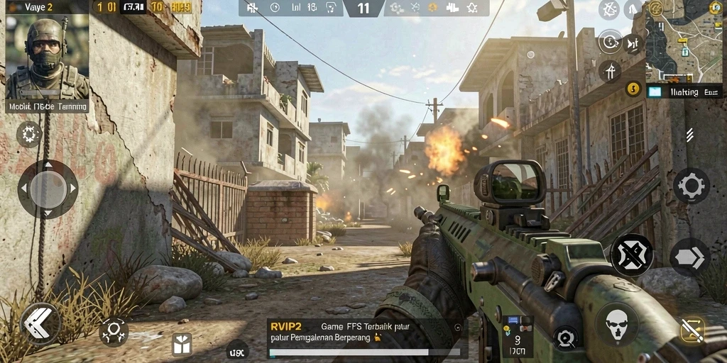 Tampilan gameplay seru dengan adu tembak yang intens di RVIP2.