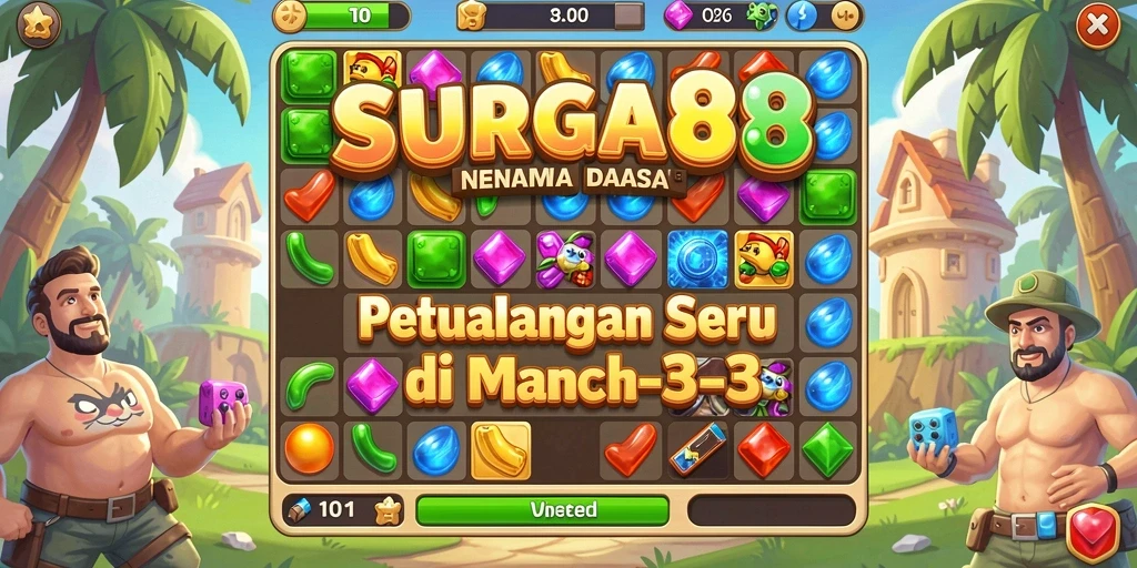 Tampilan seru gameplay SURGA88 dalam aksi Match-3 yang memikat.