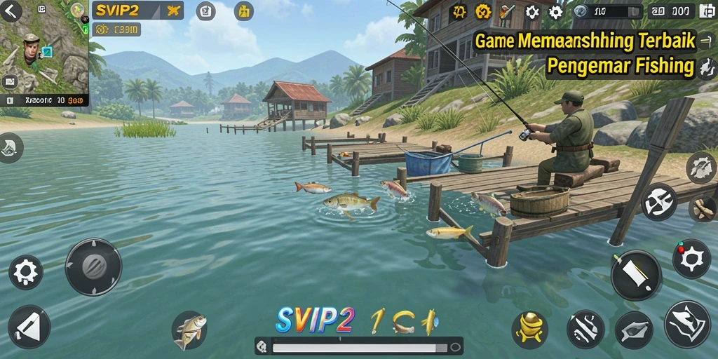 Gameplay menarik dalam memancing di SVIP2 dengan berbagai jenis ikan.