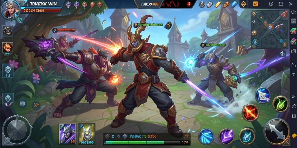 Gameplay MOBA seru dengan pertempuran tim yang strategis.