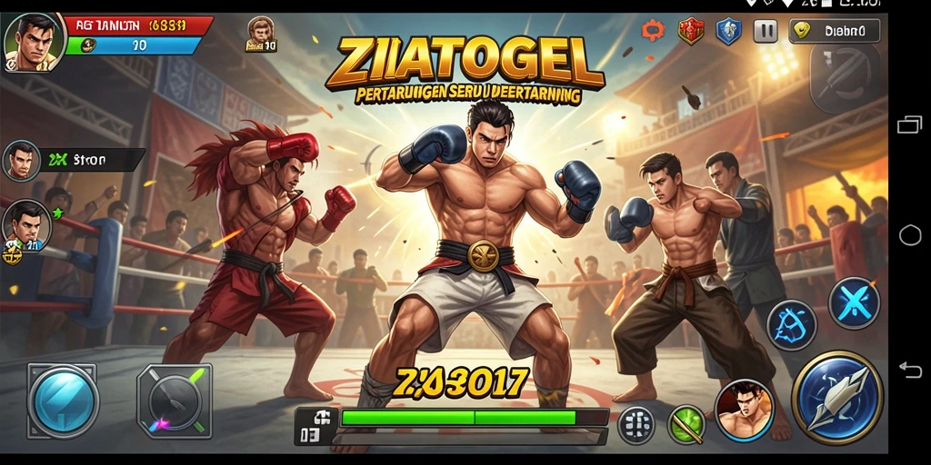 Tampilan permainan ZIATOGEL menampilkan aksi pertarungan yang intens.